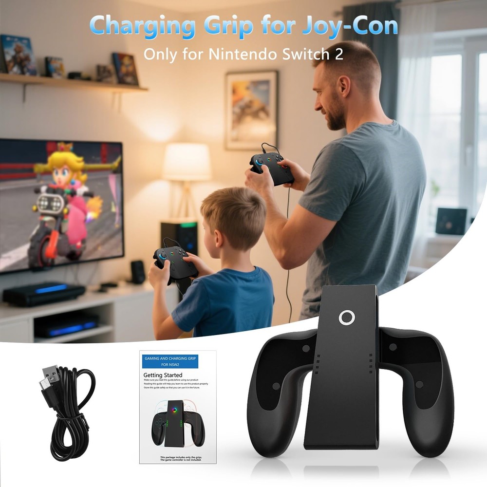ALAFLY Charging Grip Stand for Nintendo Switch 2 Joy-Con Controller Black