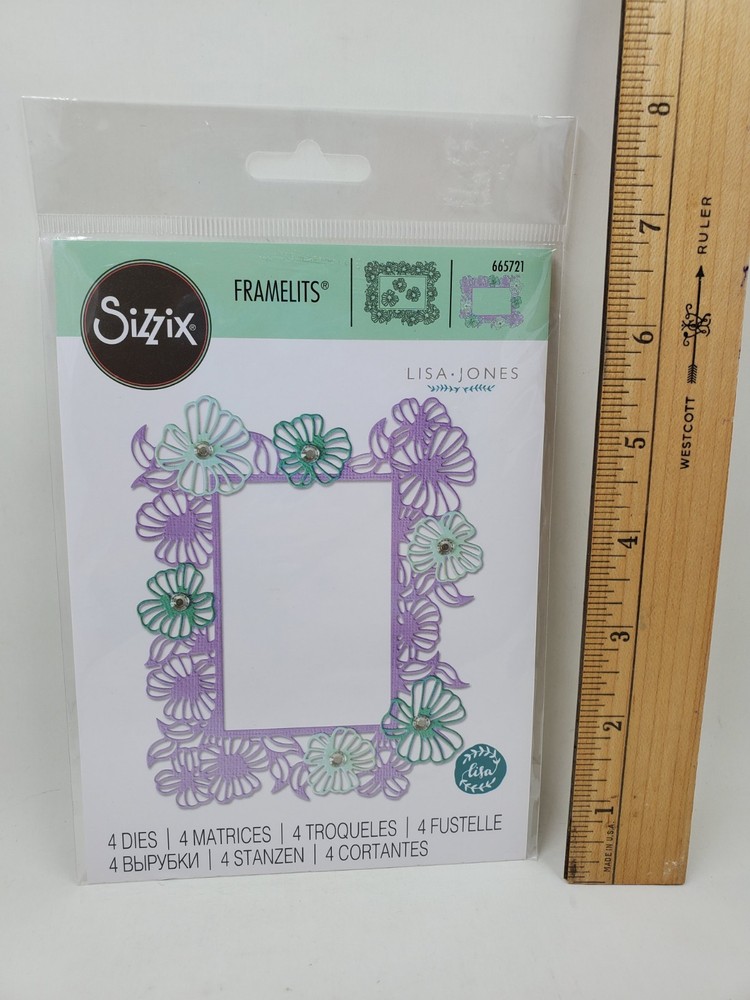 SI1 Sizzix Rectangle Floral Frame by Lisa Jones Thinlits Dies 665721 New