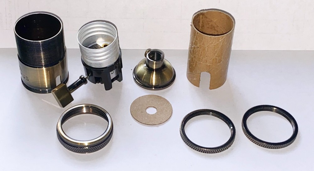 VINTAGE STYLE UNFINISHED BRASS PADDLE SWITCH MED BASE LAMP SOCKET UNO THREAD