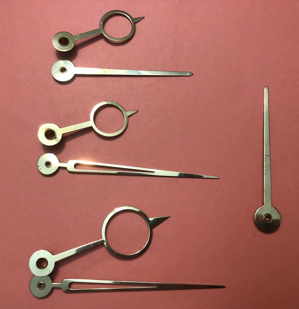 VINTAGE WALL CLOCK HANDS, 3 SIZE SETS + EXTRA MINUTE HANDS, NOS, UNBRANDED