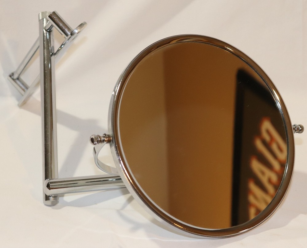 Chrome Telescoping Beauty Mirror, 1X & 10X magnification, preowned