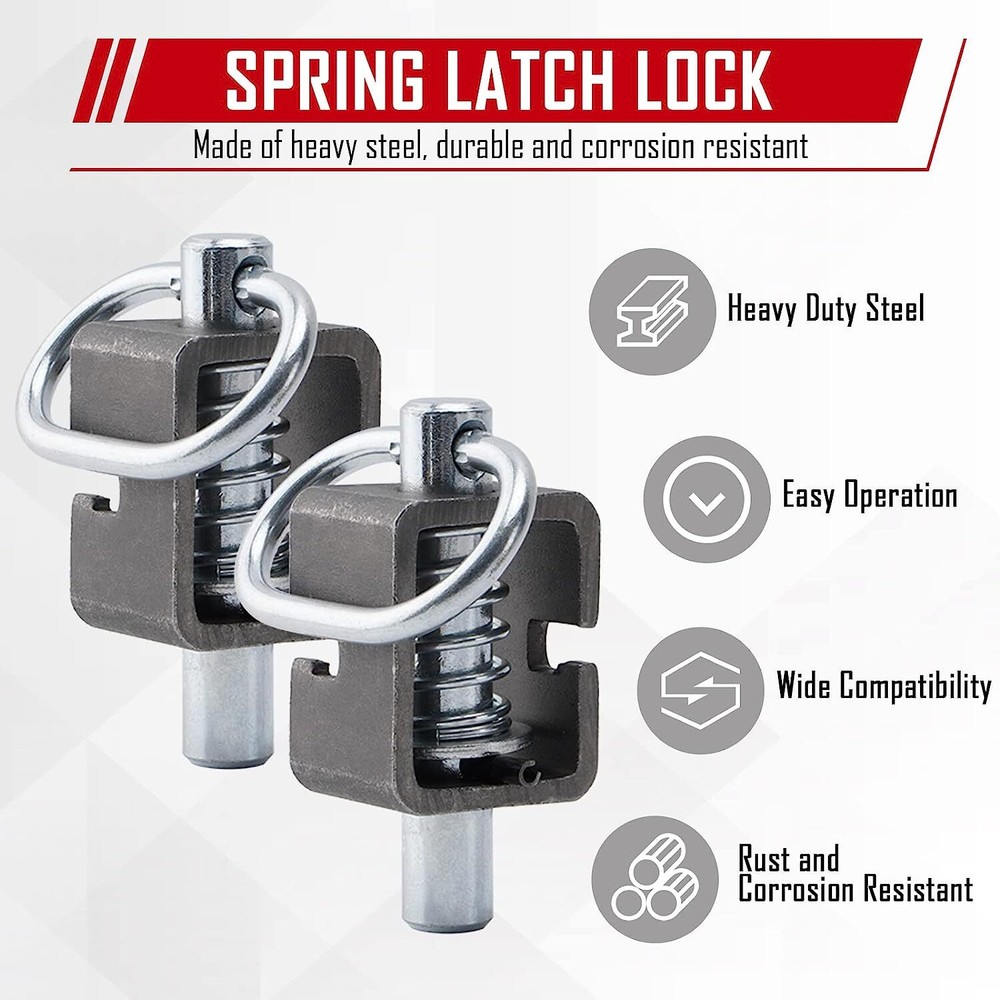 2PCS Universal Spring Car Trailer Gate Loaded Weld-On Spring Latch Lock Assembly