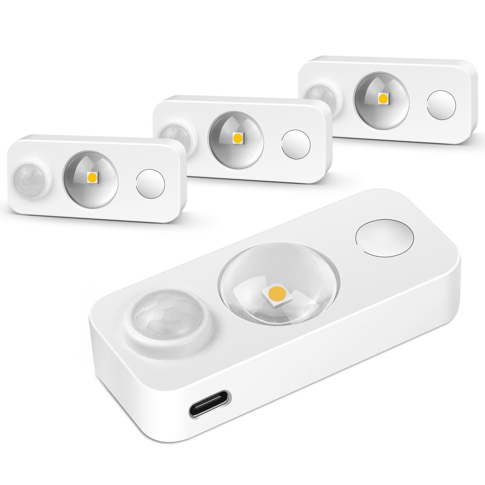 Motion Sensor Light Indoor Rechargeable Under Cabinet Lighting Wireless Warm ...