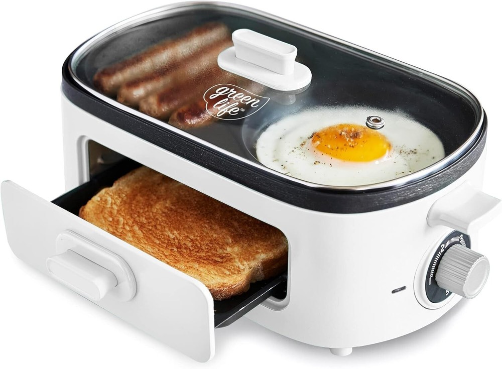 Breakfast Made Simple: 3-in-1 Maker with Griddles, Timer & Cool-Touch Handles