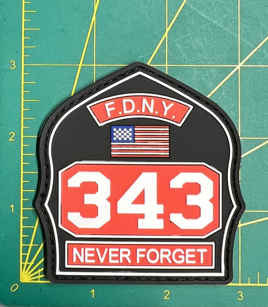 FDNY 343 Firefighter Helmet Patch Hook Loop Backing