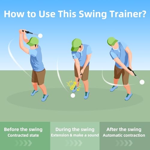 Retractable Golf Swing Trainer with Click Feedback, Grip Trainer & Arm Band