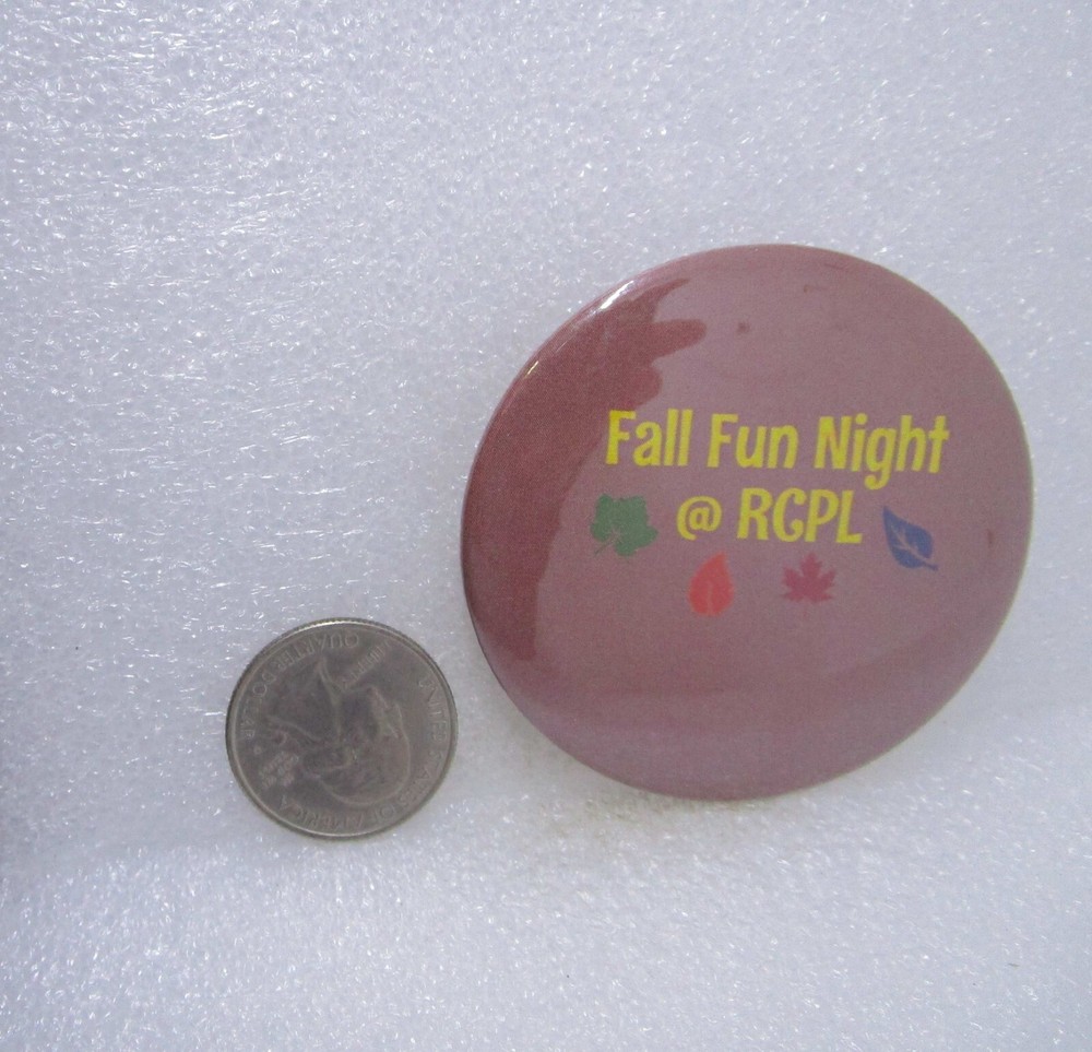 Fall Fun Night Rowan County Public Library Button Pin