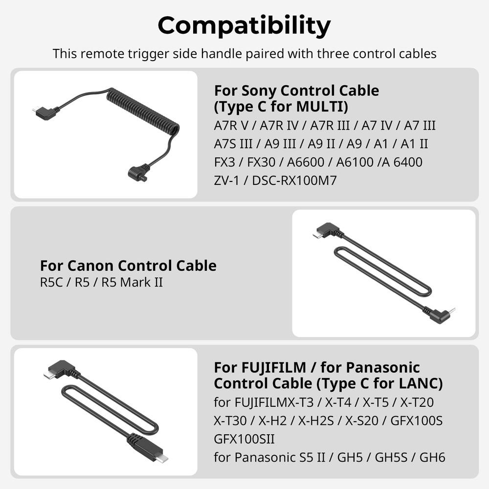 SmallRig Threaded Side Handle with Record Start/Stop Remote Trigger for Canon