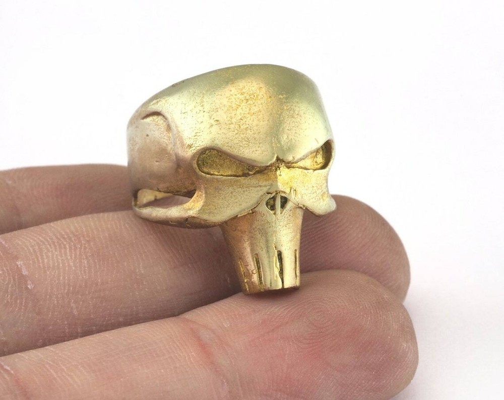 Skull Ring Adjustable Ring Raw Brass (19mm 9US inner size) 2889