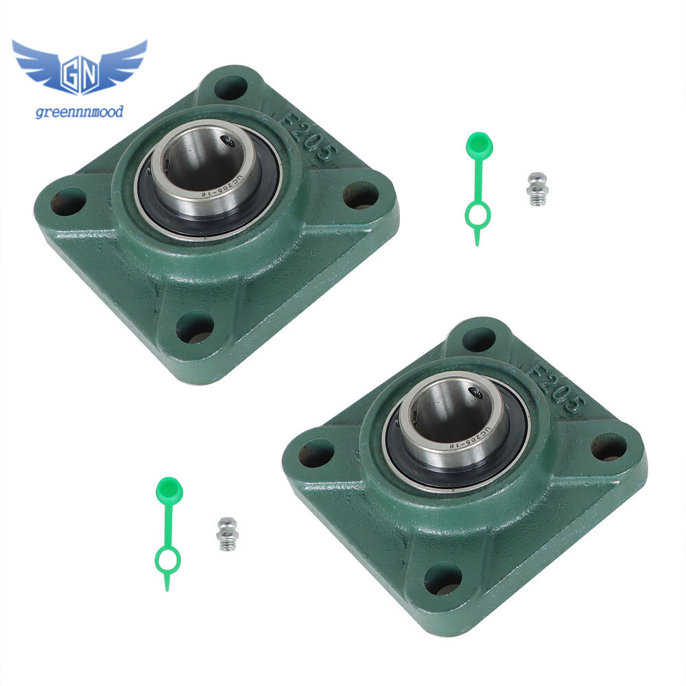 2 Piece UCF205-16 Solid Base Pillow Block Flange Mounted Bearing 1" Bore 4 Bolt