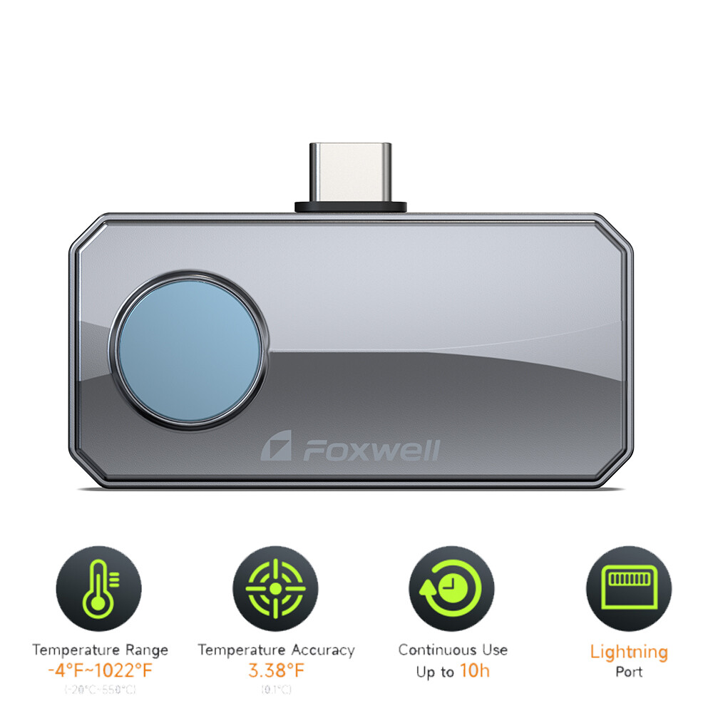 FOXWELL RT100 Thermal Camera for Android USB Type C 256x192 IR High Resolution