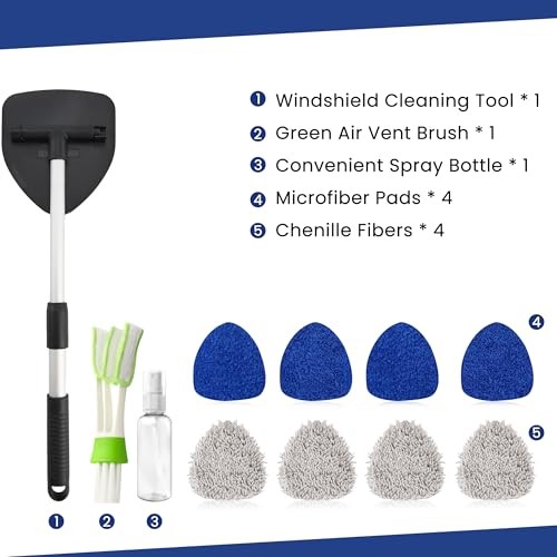 Windshield Cleaner Tool with 180° Rotating Head, Car Window Cleaner Tool with