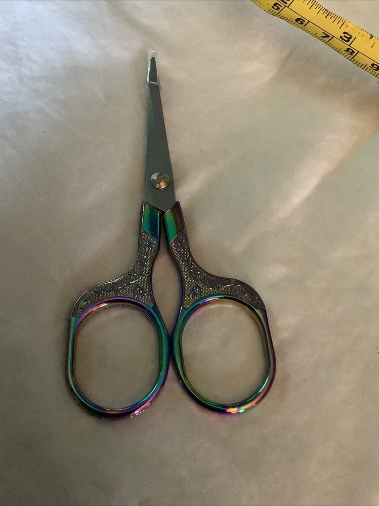 Vintage Style Stainless Scissors 5” ~ Iridescent Rainbow Handle