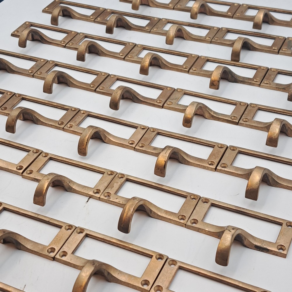 35 Vintage Brass Index Card Drawer Label Holder Library Catalog File Index Pulls