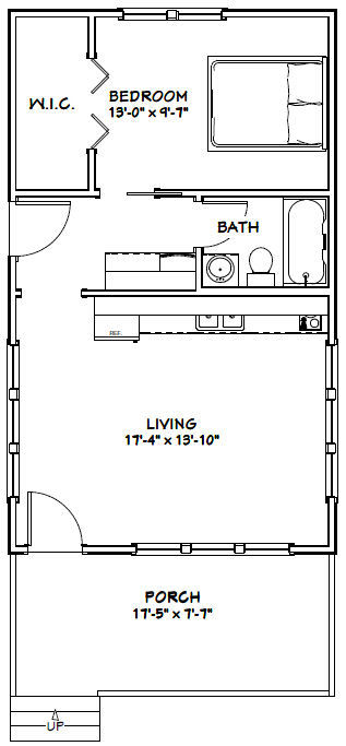 18x30 Tiny House -- 540 sq ft -- PDF Floor Plan - Model 4B