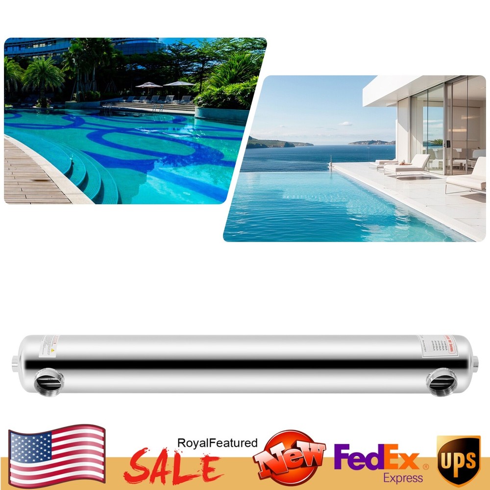 400 kBtu Pool Heat Exchanger 304 Stainless Steel Same Side Ports  1inch+2inch US