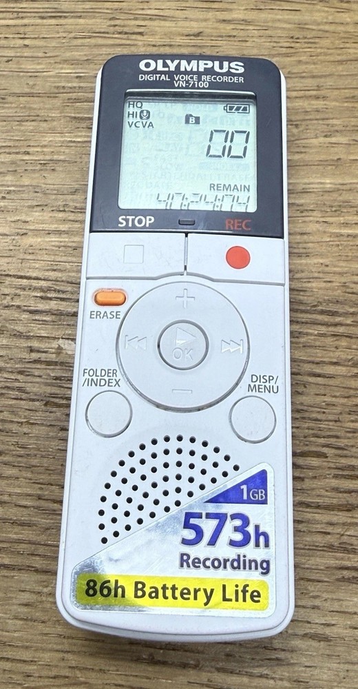 Olympus Handheld Digital Voice Recorder VN-7100 White Tested Working