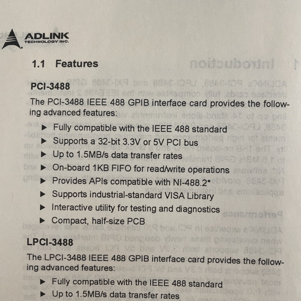 Adlink PCI-3488 IEEE488 GPIB Interface Card