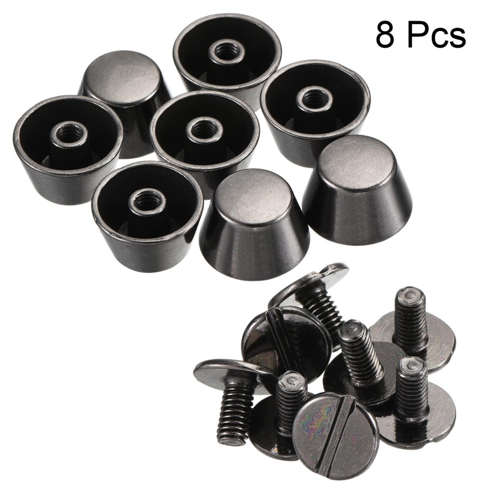 12x7mm Rivet Studs Screw Back Flat Cable Feet Stud Dark Grey 8pcs