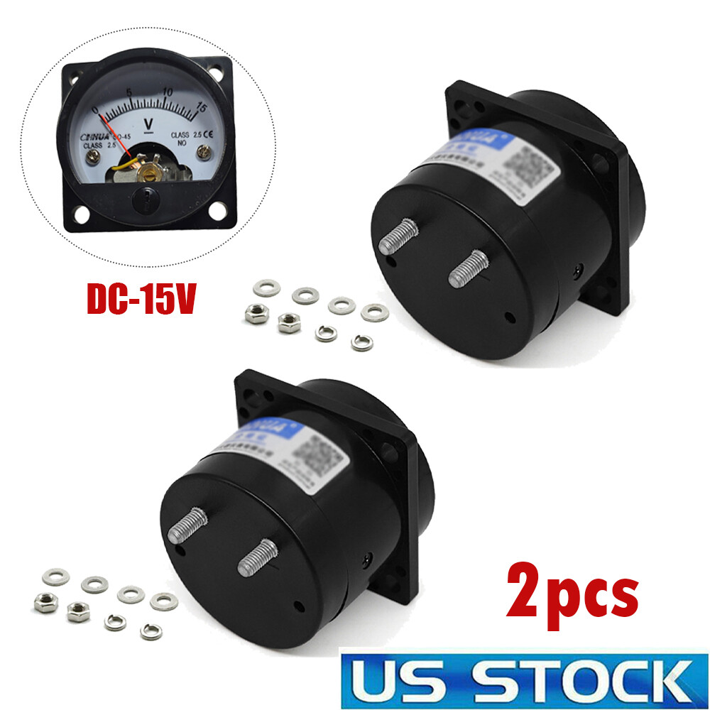 2x DC 0-15V Analog Voltmeter Analogue Voltage Panel Meter SO45 Directly Connect