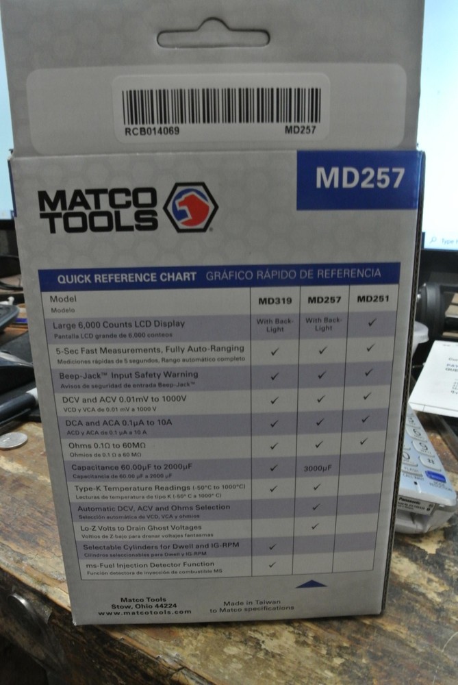 Matco Tools Digital Tech Multimeter New in Box MD257