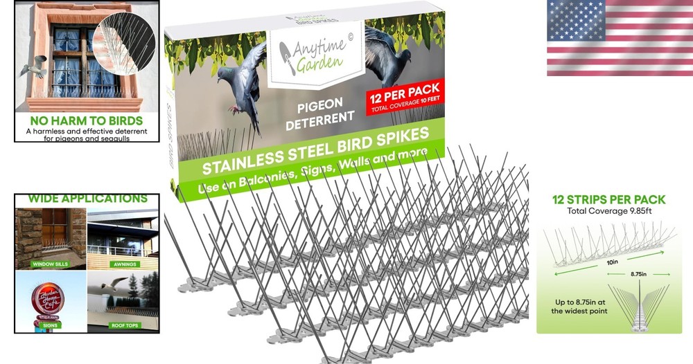 Stainless Steel Bird Spikes - 10ft Coverage