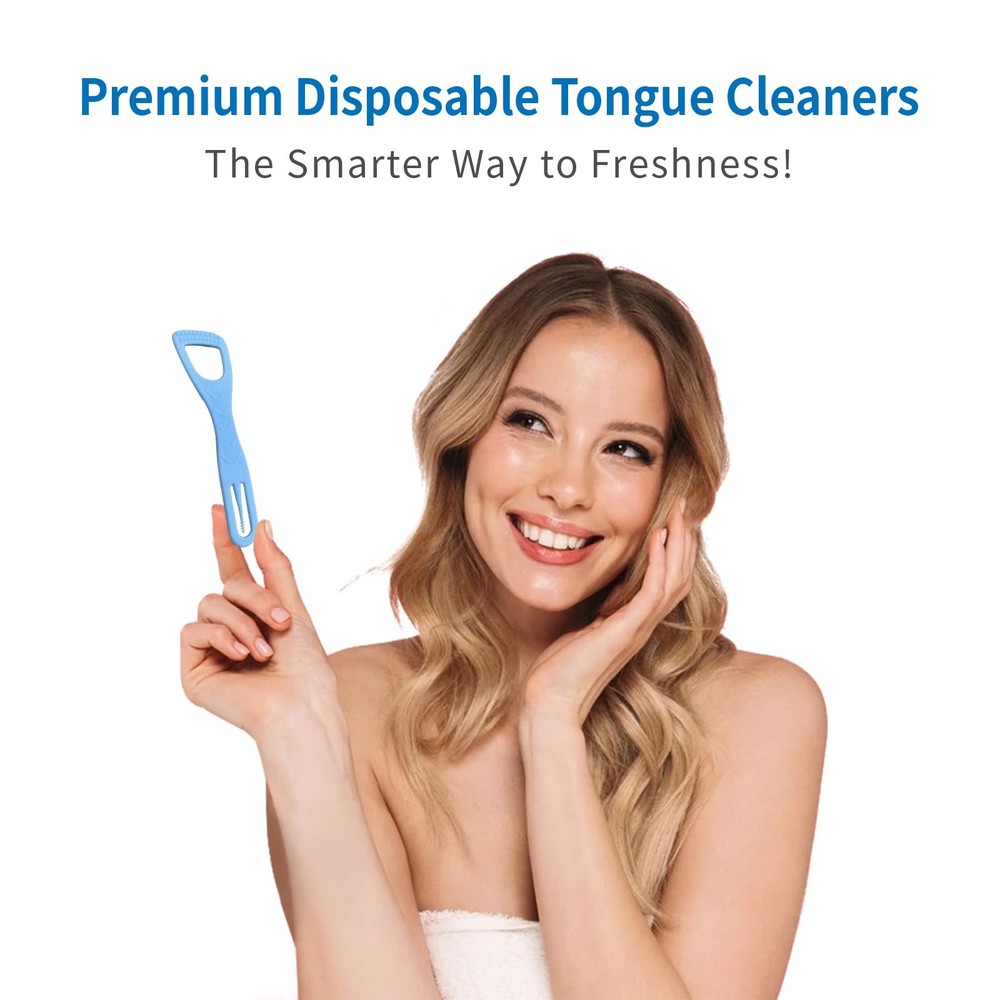 Tongue Cleaner, Scraper, Disposable, Plastic Clean Blue