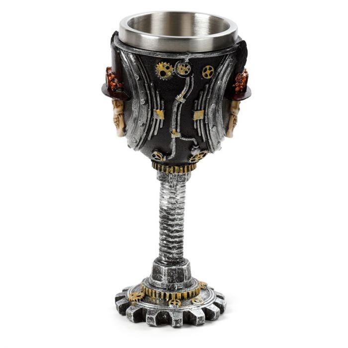 Steampunk Essence: Intricate Skull Design Decorative Goblet