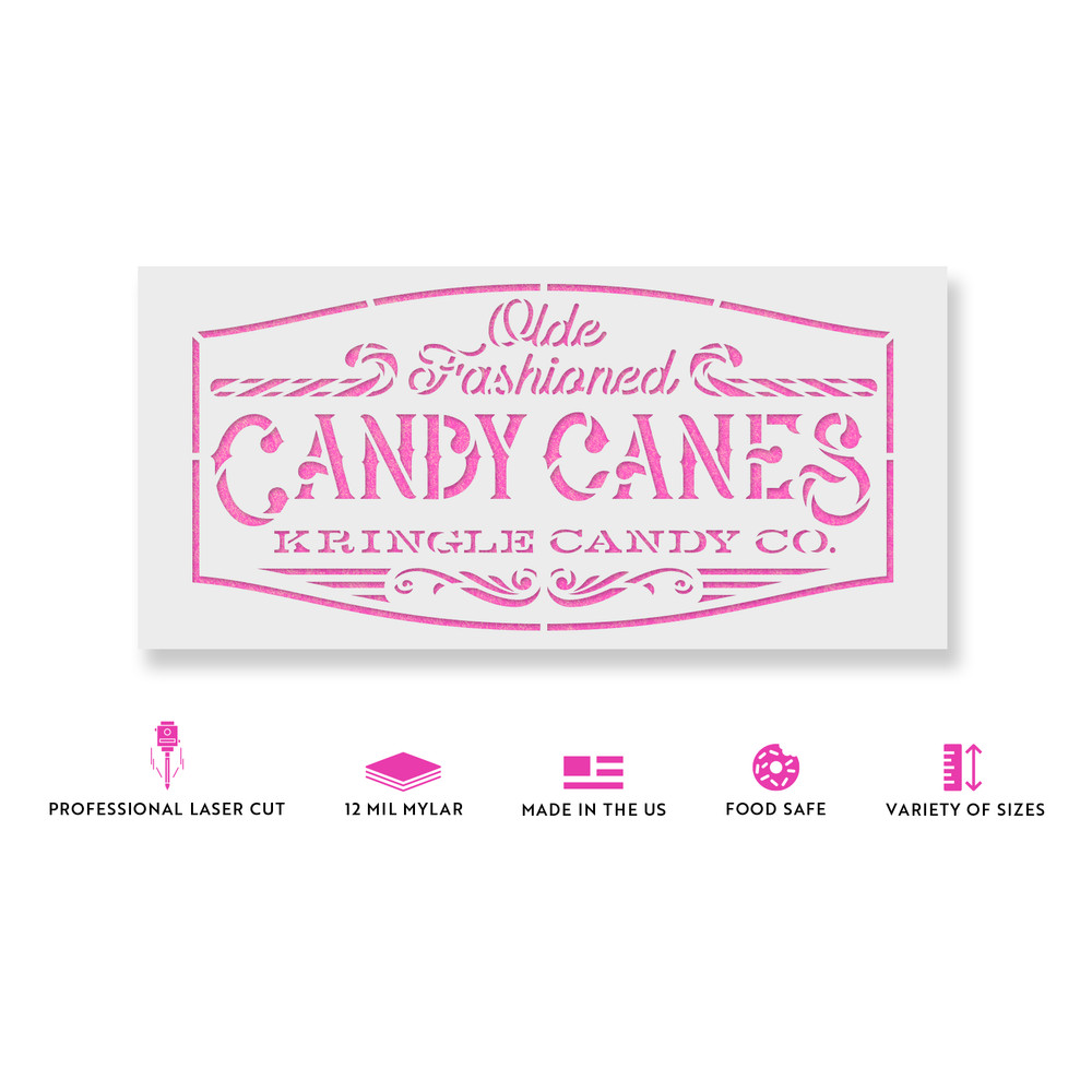 Candy Canes Stencil - Durable & Reusable Mylar Stencils