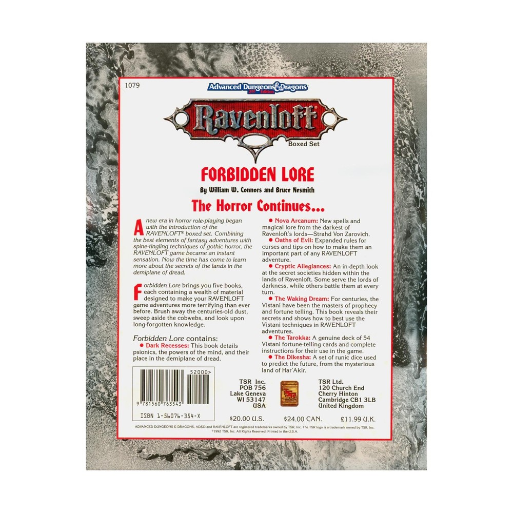 TSR Ravenloft Forbidden Lore SW (VG+/New)