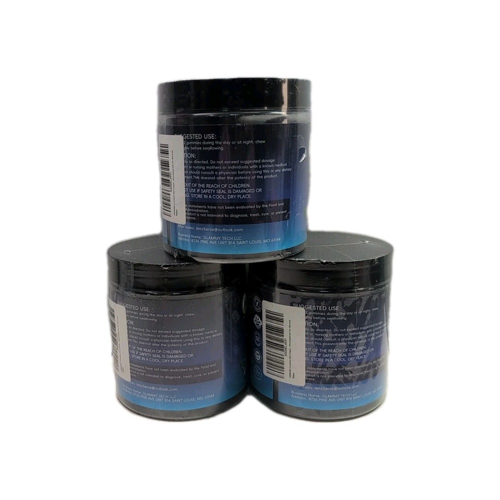 (3) Creatine Monohydrate - 120 Gummies Each- Blueberry 5600mg Per Serving