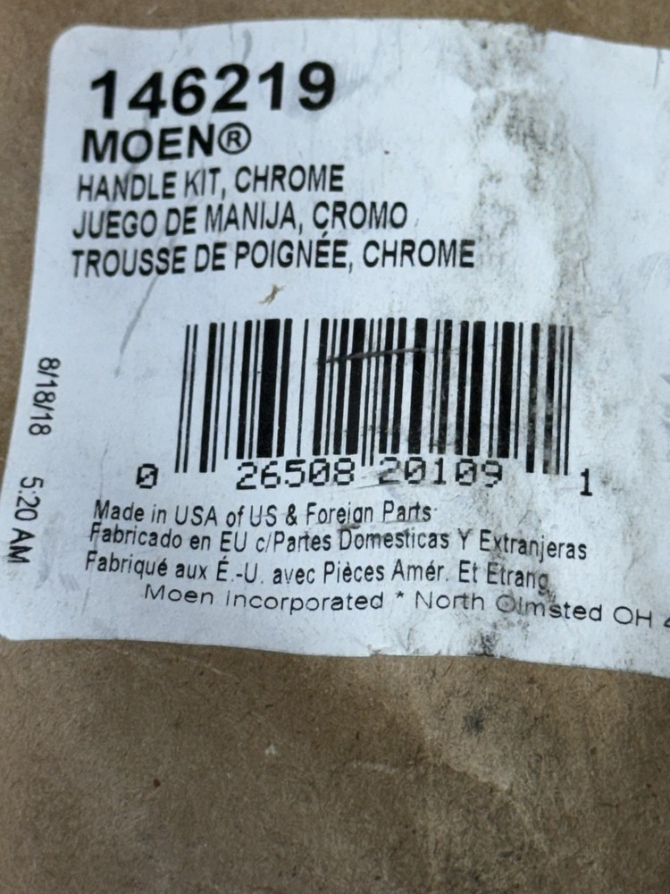 MOEN Handle Kit Model #146219 CHROME FINISH