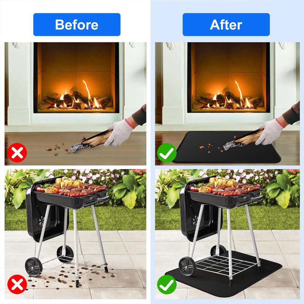 Multi-purpose 30"x48" Under Grill Mat Fireproof Waterproof Mat For Deck & Patio