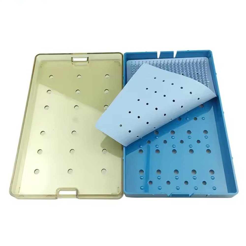 Single Layer Dental Silicone Sterilization Tray Case Disinfection Box Medium