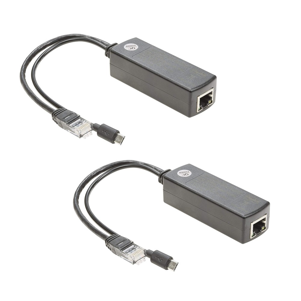 Raspberry Pi PoE Splitter 5V 2-Pack Active PoE to Micro USB IEEE 802.3af