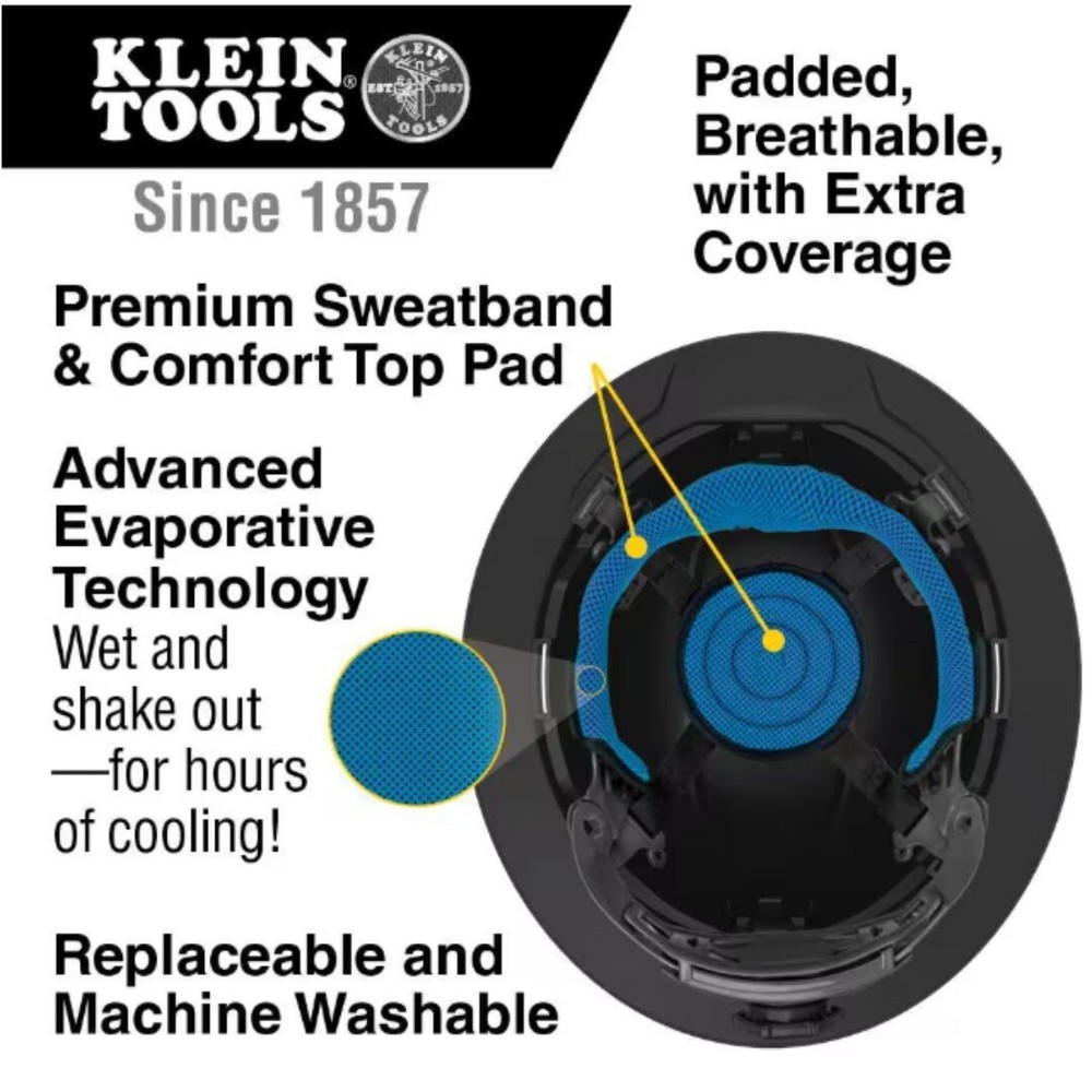 Klein Tools 60347 Hard Hat Premium KARBN™ Pattern Vented Full Brim Class C Lamp
