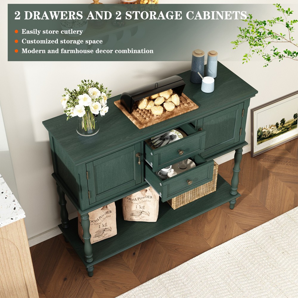 Sideboard Storage Dining Buffet Cabinet Console Table with Shelf&Drawers Green