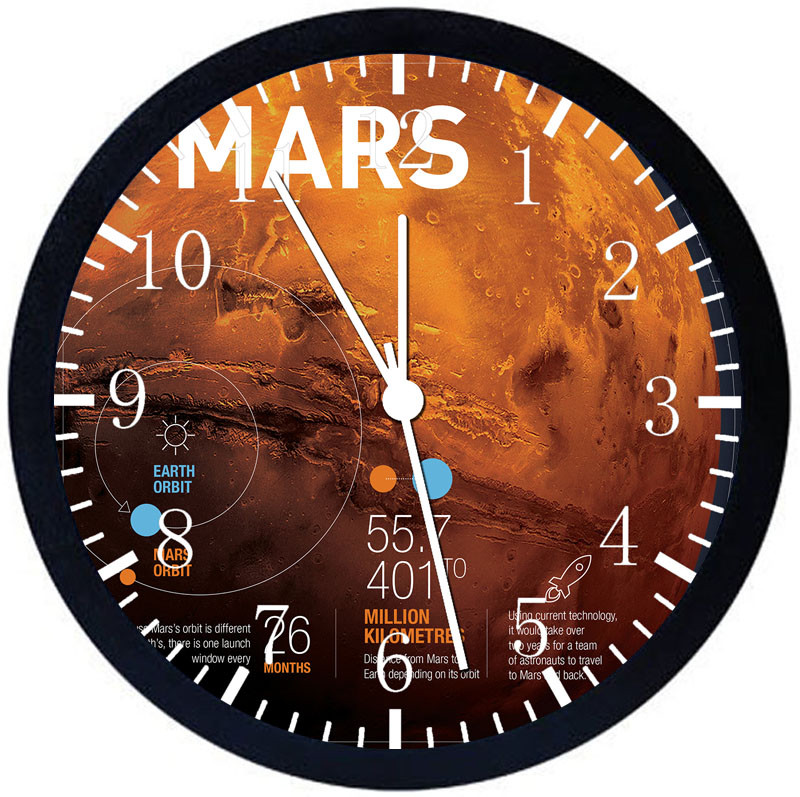Mars Black Frame Wall Clock F18