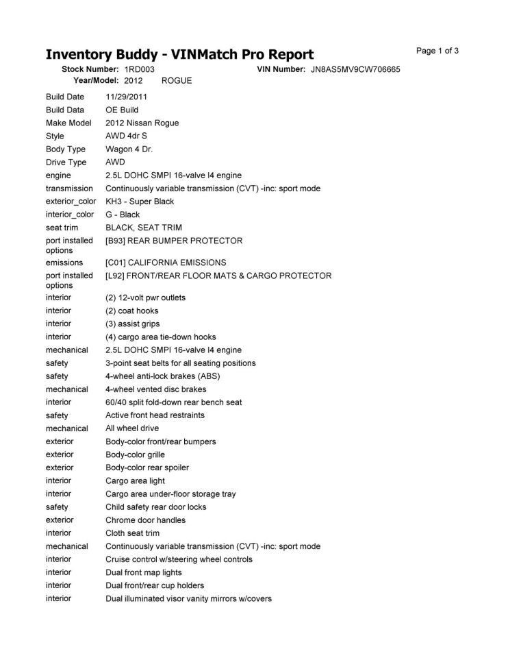 ROGUE 2012 Keys/Latches/Locks 104825167