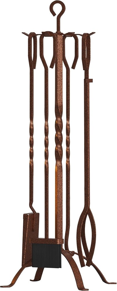 5-Piece Rustic Fireplace Tool Set in Antique Bronze - Elegant & Functional Decor
