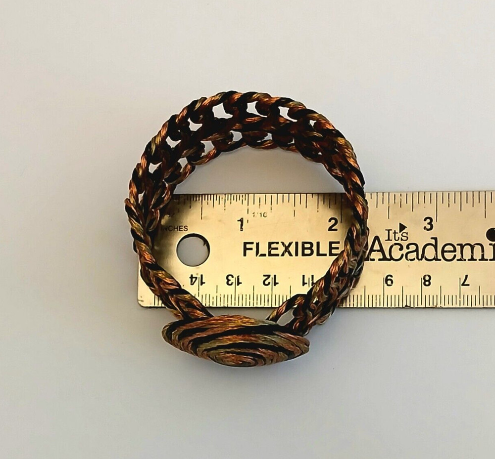 Greek Double Loop Copper Wire Bracelet Black and Orange