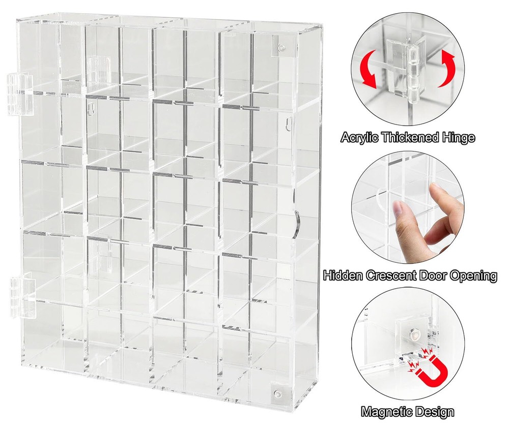 Acrylic Display Case Adjustable Clear Rock Display Case Shadow Box with Shelv...