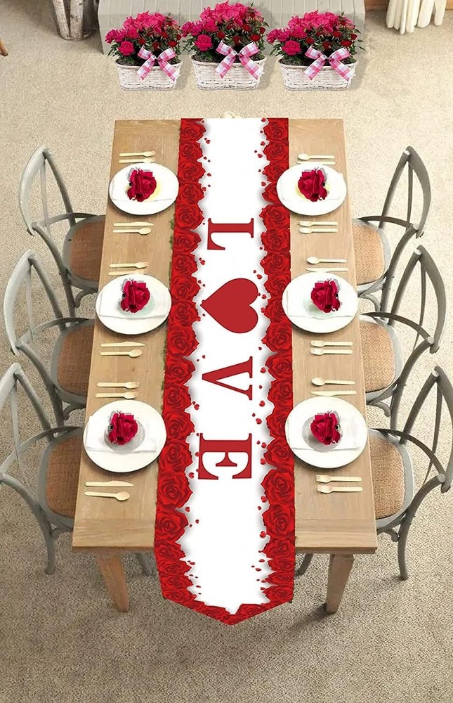 Valentine's Day Red Heart Table Runner & Covers