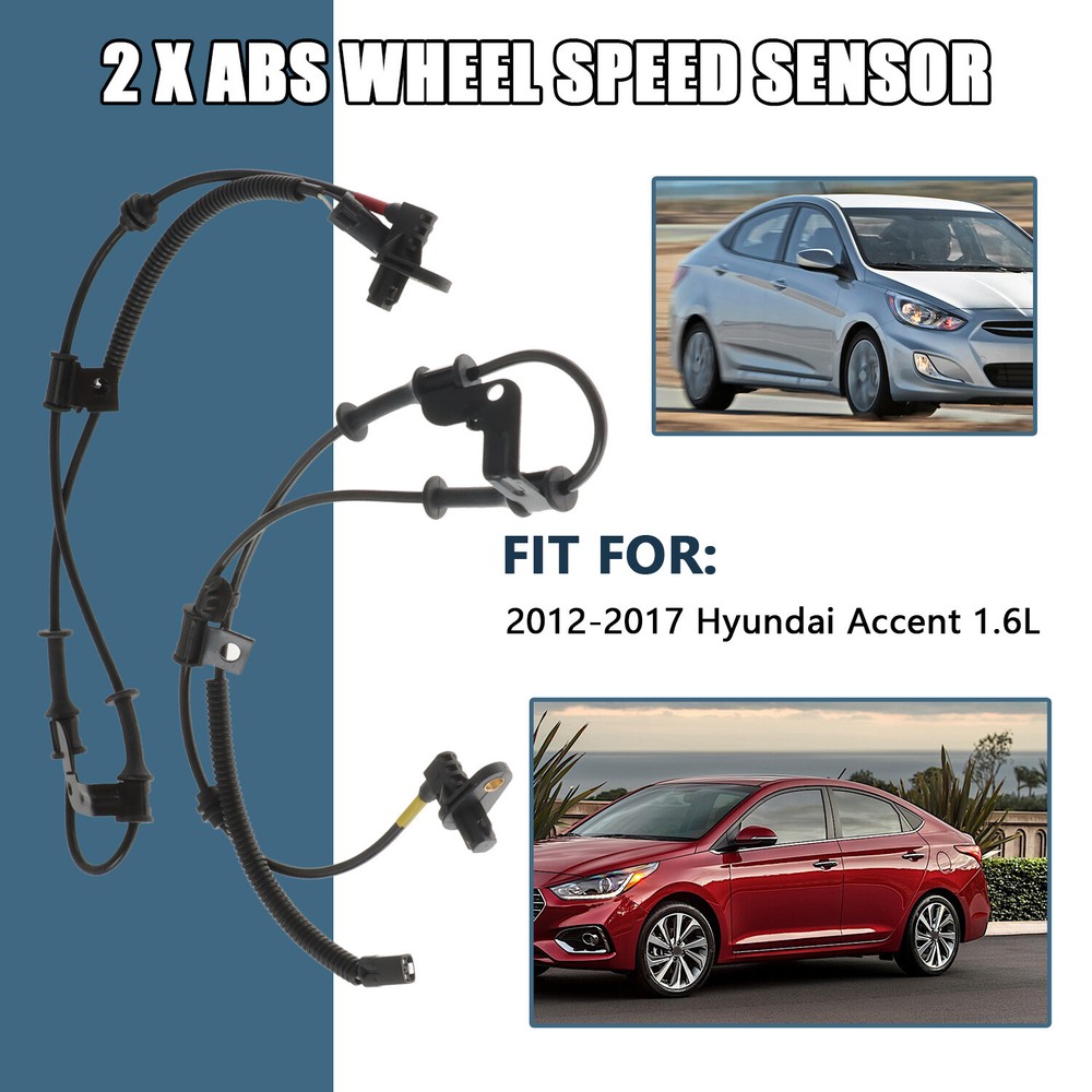 Front Driver and Passenger Side ABS Speed Sensor for Hyundai 2012-2017 Accent