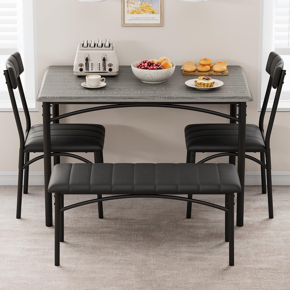 🔥Dining Table Set for 4 Kitchen Table W/Upholstered Chairs and Bench Rectangula