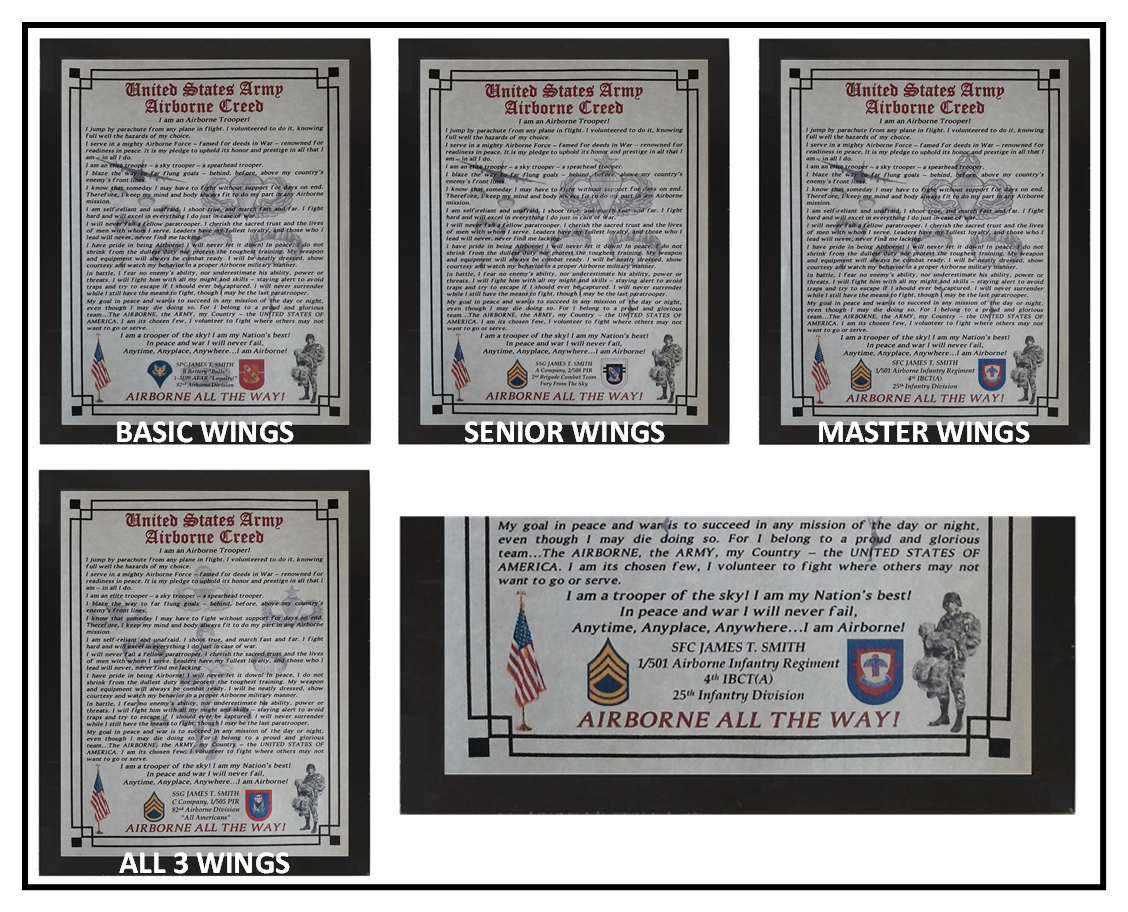 MC-NICE: ARMY Airborne Creed 82nd Airborne Division PERSONALIZED