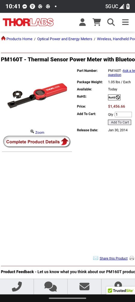 Thorlab Power Meter Pm160t