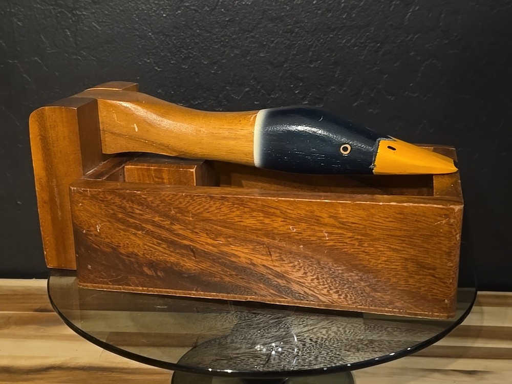 Vintage Wooden Home Decorative Duck Nutcracker Rustic Box