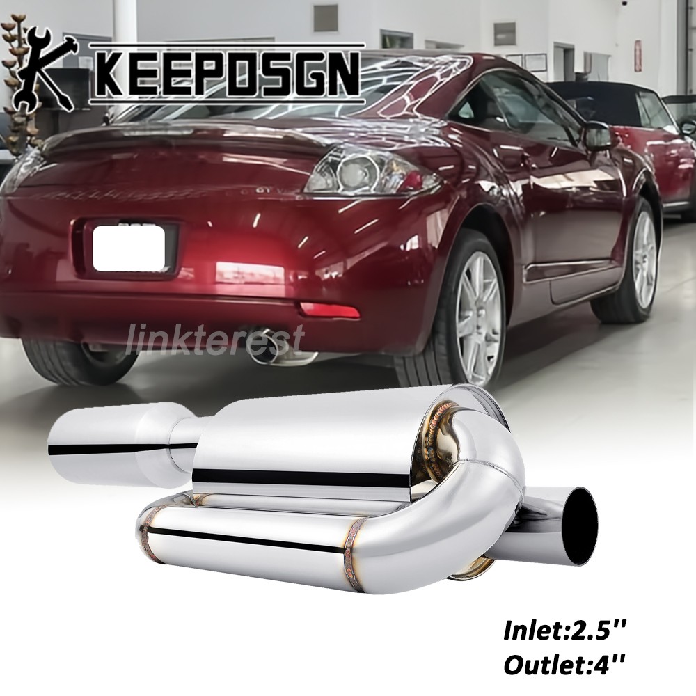 For Mitsubishi Eclipse 2.5'' Twin Loop Exhaust Muffler Tail Pipe Tip Resonator