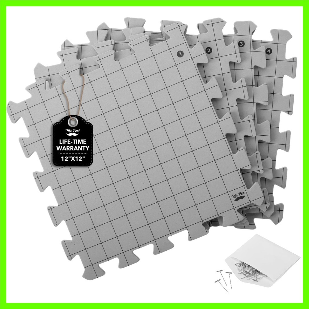 Interlocking Blocking Mats, 12”x12”, 4 Pack, Blocking Mats for Knitting & Cro...